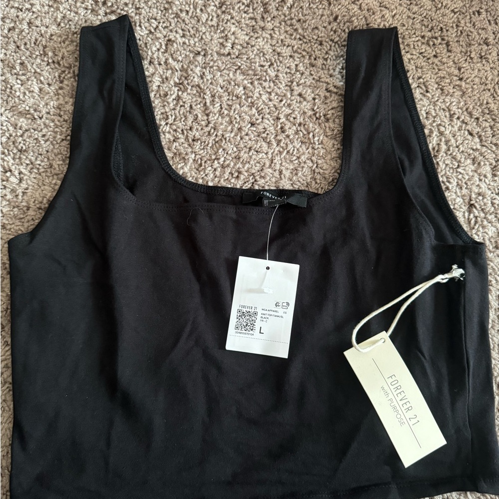 FOREVER 21 black atletic tank top NWT size large - Picture 2 of 5